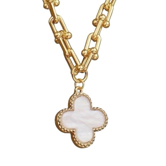 Jewelry - Clover Hardware Necklace - G- WH (7206)
